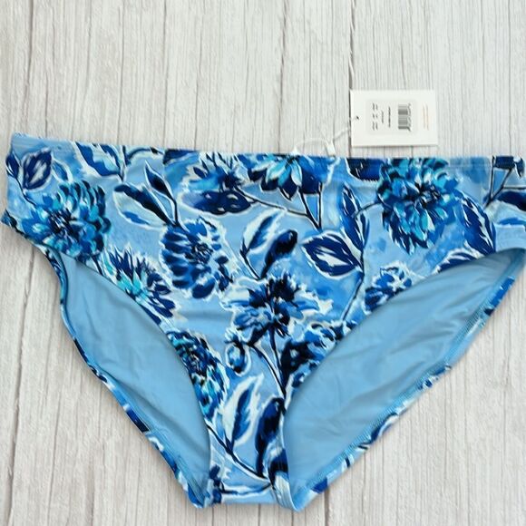 Andie The Bikini Bottom Swim Bottoms Bluff Blue Floral Low Rise - Picture 1 of 9
